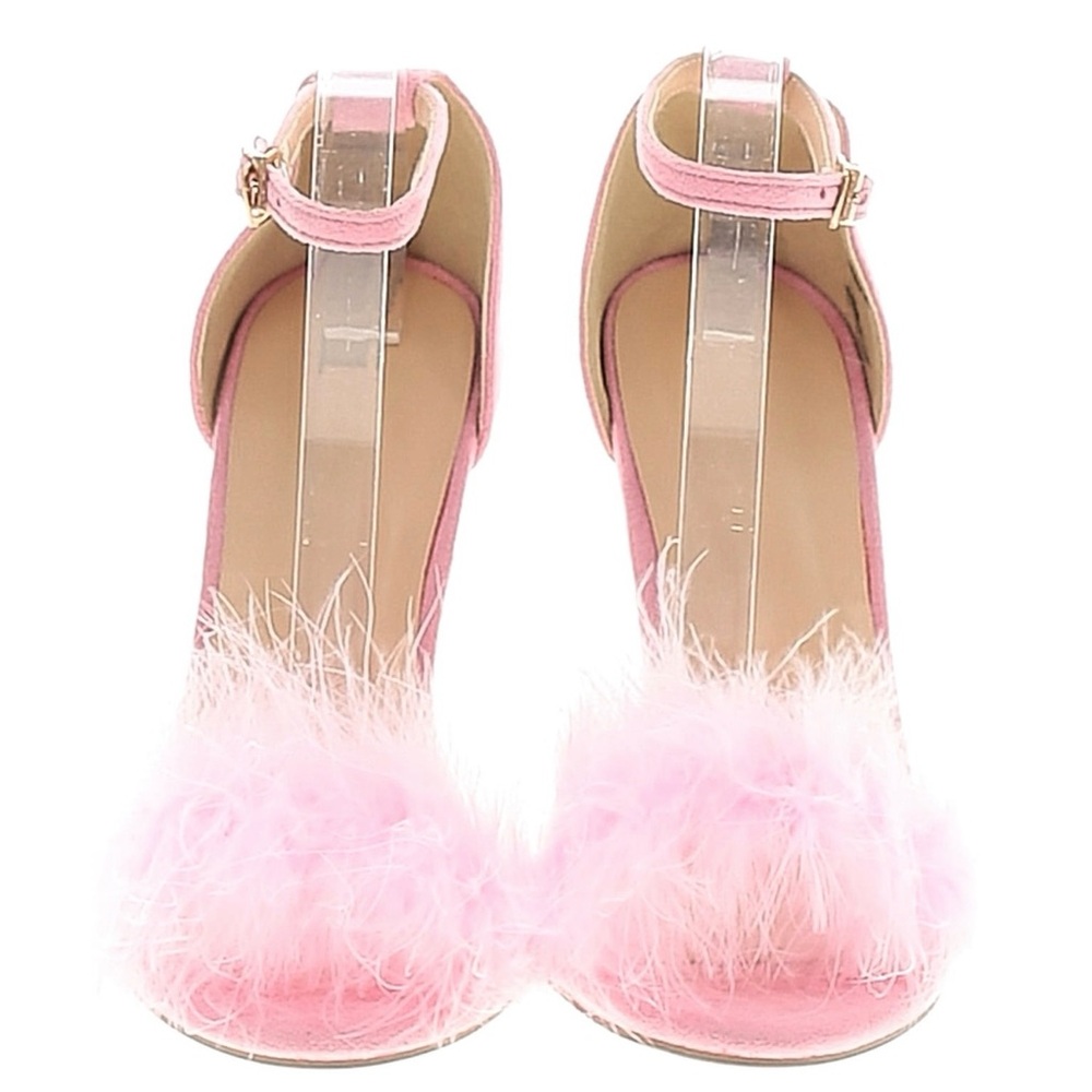 Pink Feathered Women's Heels